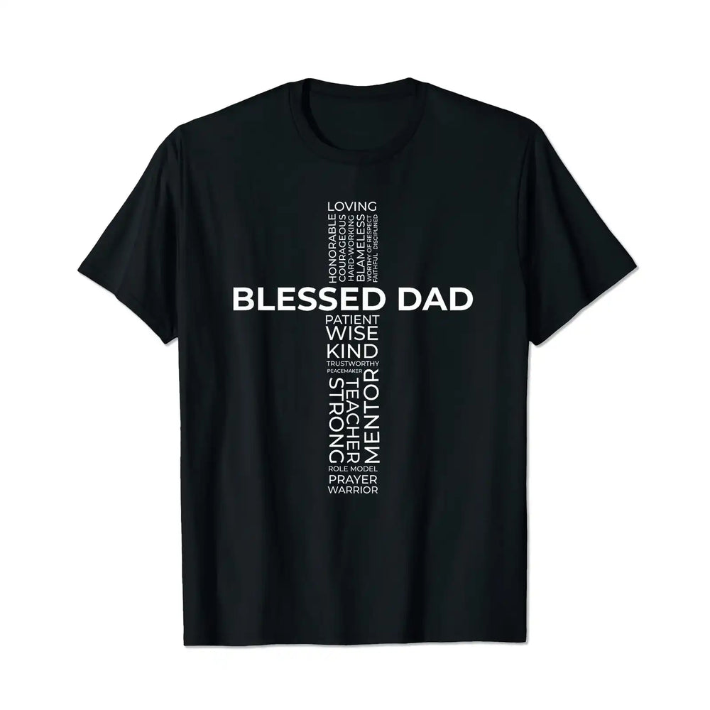 God Bless Dad Cross Men T Shirts Big and Tall Men Shirts Plus Size Short Sleeve Fashion Casual T Shirt Graphic Tee Shirts Tshirts - BigTallGuys
