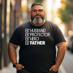 Husband Protector Hero Father Men T Shirts Big and Tall Men Shirts Plus Size Short Sleeve Fashion Casual T Shirt Graphic Tee Shirts Tshirts - BigTallGuys