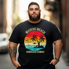 Hawaii Beach Summer Vacation Men T Shirts Big and Tall Men Shirts Plus Size Short Sleeve Fashion Casual T Shirt Graphic Tee Shirts Tshirts - BigTallGuys