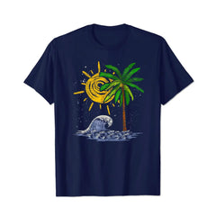 Waves Ocean Palm Trees Men T Shirts Big and Tall Men Shirts Plus Size Short Sleeve Fashion Casual T Shirt Graphic Tee Shirts Tshirts - BigTallGuys