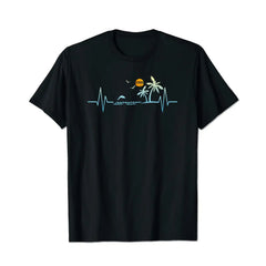 Heartbeat with Tropical Palm Trees Beach Island Sunset Men T Shirts Big and Tall Men Shirts Plus Size Short Sleeve Fashion Casual T Shirt Graphic Tee Shirts Tshirts - BigTallGuys