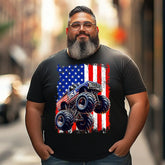 Monster Truck USA Flag Patriotic 4th of July Men T Shirts Big and Tall Men Shirts Plus Size Short Sleeve Fashion Casual T Shirt Graphic Tee Shirts Tshirts - BigTallGuys