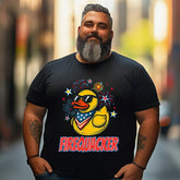 Firequacker Goose Funny 4th Of July Patriotic 2 Men T Shirts Big and Tall Men Shirts Plus Size Short Sleeve Fashion Casual T Shirt Graphic Tee Shirts Tshirts - BigTallGuys