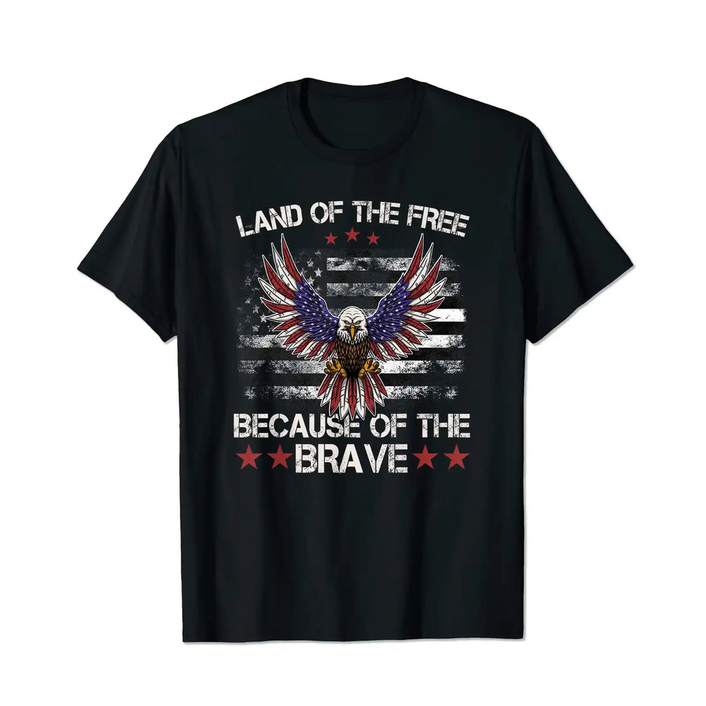 America Eagle Land of the Free Because Of The Brave Men T Shirts Big and Tall Men Shirts Plus Size Short Sleeve Fashion Casual T Shirt Graphic Tee Shirts Tshirts - BigTallGuys