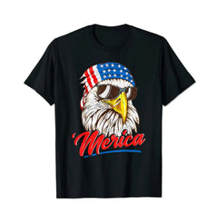 America Eagle Headband USA Flag 4th Of July Patriotic Men T Shirts Big and Tall Men Shirts Plus Size Short Sleeve Fashion Casual T Shirt Graphic Tee Shirts Tshirts - BigTallGuys