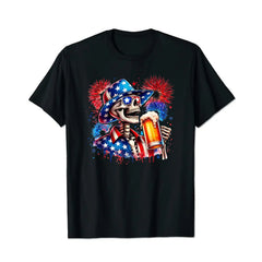 Beer American Flag 4th of July Merica Drinking USA Men T Shirts Big and Tall Men Shirts Plus Size Short Sleeve Fashion Casual T Shirt Graphic Tee Shirts Tshirts - BigTallGuys
