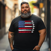 Patriotic Red White Blue USA Flag Fighter Jets 4th of July Men T Shirts Big and Tall Men Shirts Plus Size Short Sleeve Fashion Casual T Shirt Graphic Tee Shirts Tshirts - BigTallGuys