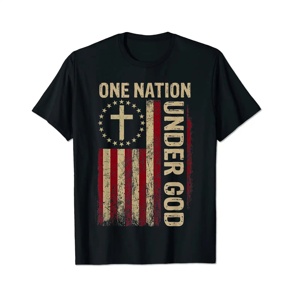 One Nation Under God Flag 4th Of July Patriotic Christian Men T Shirts Big and Tall Men Shirts Plus Size Short Sleeve Fashion Casual T Shirt Graphic Tee Shirts Tshirts - BigTallGuys