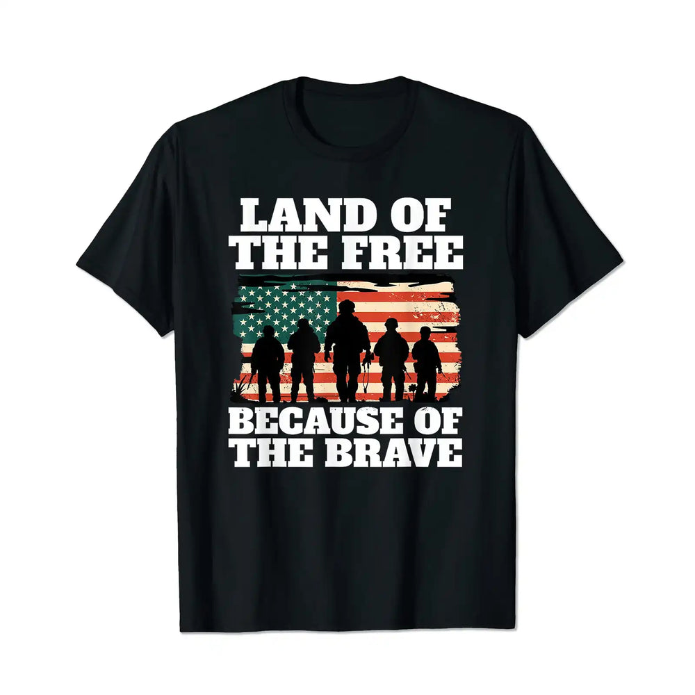Land of the Free Because of the Brave Patriotic USA Men T Shirts Big and Tall Men Shirts Plus Size Short Sleeve Fashion Casual T Shirt Graphic Tee Shirts Tshirts - BigTallGuys