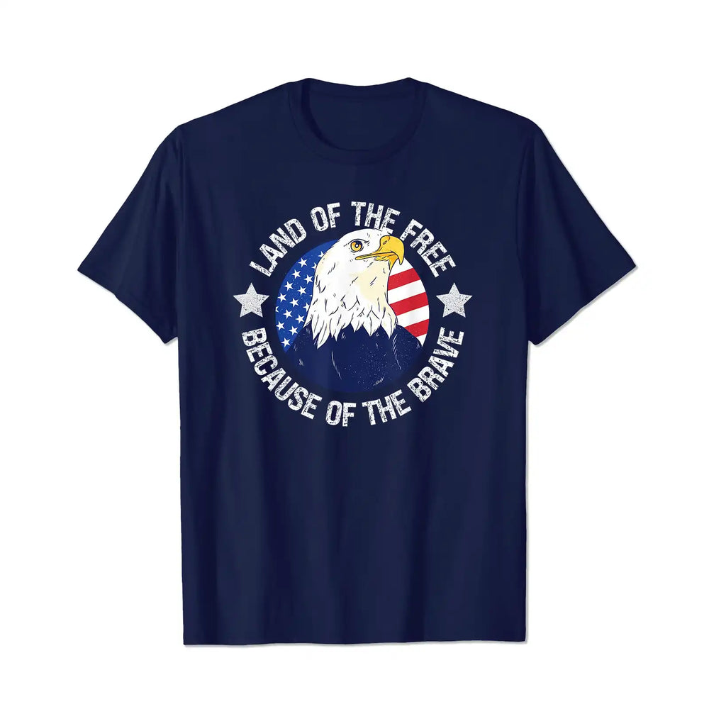 USA Eagle Land of the Free Because of the Brave Men T Shirts Big and Tall Men Shirts Plus Size Short Sleeve Fashion Casual T Shirt Graphic Tee Shirts Tshirts - BigTallGuys