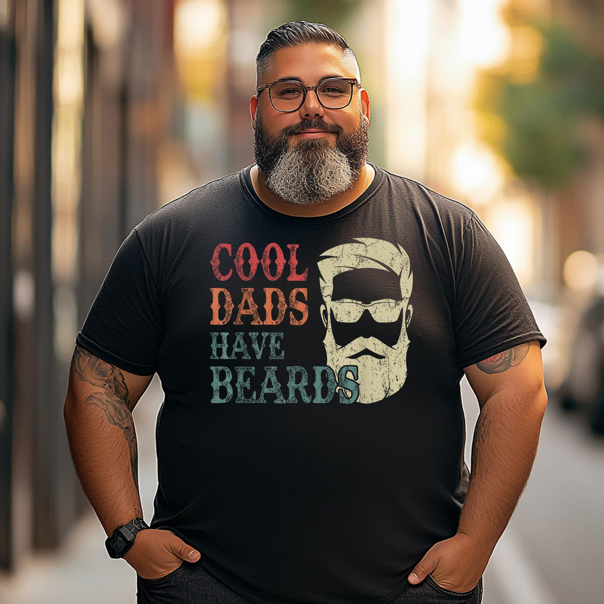 Cool Dads Have Beards 2 Men T Shirts Big and Tall Men Shirts Plus Size Short Sleeve Fashion Casual T Shirt Graphic Tee Shirts Tshirts