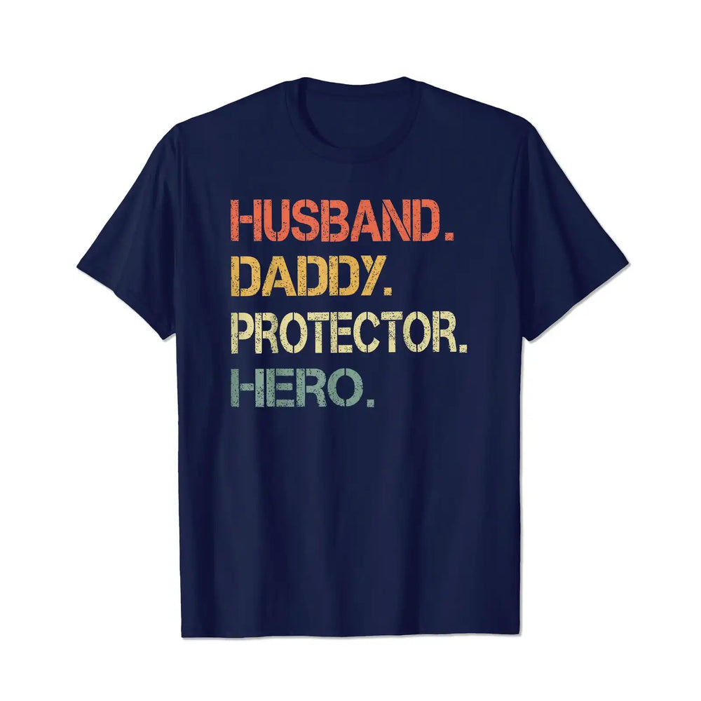 Husband Daddy Protector Hero Men T Shirts Big and Tall Men Shirts Plus Size Short Sleeve Fashion Casual T Shirt Graphic Tee Shirts Tshirts - BigTallGuys