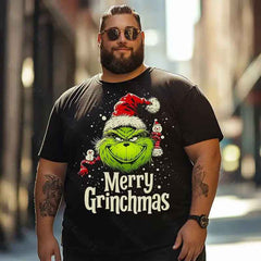 Grinch Merry Grinchmas Christmas Men T-Shirts, Plus Size Short Sleeve T Shirt for Men Big and Tall Men Tees Shirts