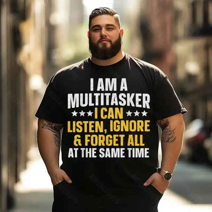 Multi-Tasker Funny Men T-Shirts, Plus Size Short Sleeve T Shirt for Men Big and Tall Men Tees Shirts