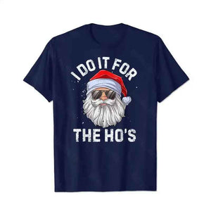 I Do It For The Ho's Funny Inappropriate Christmas Xmas Men T-Shirts, Plus Size Short Sleeve T Shirt for Men Big and Tall Men Tees Shirts