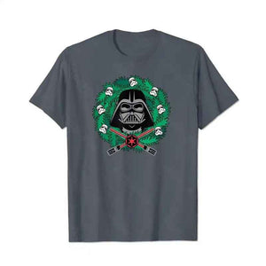 Vader Helmet Christmas Xmas Wreath Men T-Shirts, Plus Size Short Sleeve T Shirt for Men Big and Tall Men Tees Shirts