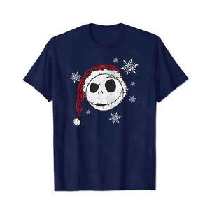 Christmas Nightmare Jack Snowflake Xmas Men T-Shirts, Plus Size Short Sleeve T Shirt for Men Big and Tall Men Tees Shirts