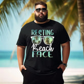 Resting Beach Face Vintage Retro Funny Beach Vacation Men T Shirts Big and Tall Men Shirts Plus Size Short Sleeve Fashion Casual T Shirt Graphic Tee Shirts Tshirts - BigTallGuys