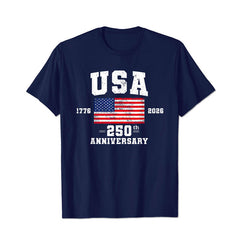 USA 1776 2026 America 250th Anniversary Men Cotton Tee Patriotic Shirt - BigTallGuys