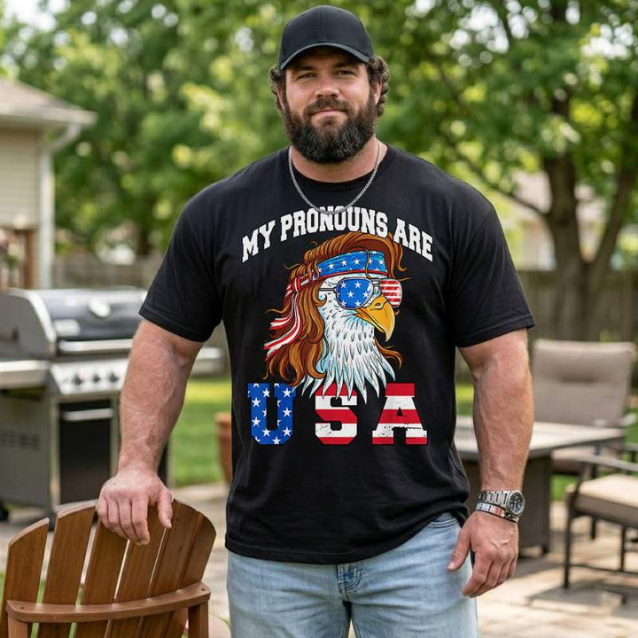 My Pronouns are USA America Patriotic Big & Tall Men Shirts
