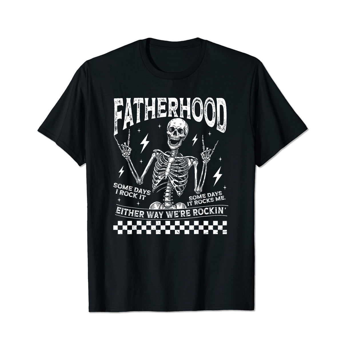 Fatherhood Some Days I Rock It Father's Day Skeleton Dad Men T Shirts Big and Tall Men Shirts Plus Size Short Sleeve Fashion Casual T Shirt Graphic Tee Shirts Tshirts
