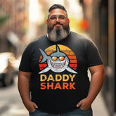 Funny Daddy Shark Fathers Day Dad Papa Men T Shirts Big and Tall Men Shirts Plus Size Short Sleeve Fashion Casual T Shirt Graphic Tee Shirts Tshirts - BigTallGuys