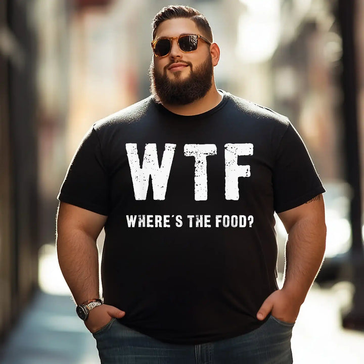 WTF Where's The Food Men T Shirts Big and Tall Men Shirts Plus Size Short Sleeve Fashion Casual T Shirt Graphic Tee Shirts Tshirts