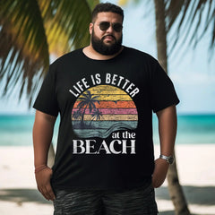 Life Is Better at The Beach Men T Shirts Big and Tall Men Shirts Plus Size Short Sleeve Fashion Casual T Shirt Graphic Tee Shirts Tshirts - BigTallGuys