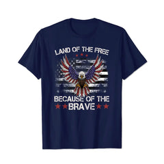America Eagle Land of the Free Because Of The Brave Men T Shirts Big and Tall Men Shirts Plus Size Short Sleeve Fashion Casual T Shirt Graphic Tee Shirts Tshirts - BigTallGuys