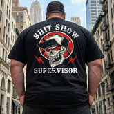 Shit Show Supervisor Men Graphic Cotton Tees Skull T Shirts - BigTallGuys
