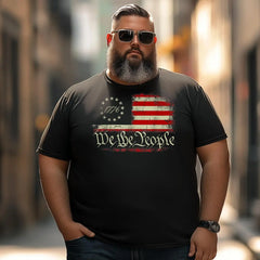 4th Of July We The People American 1776 American Flag Men T Shirts Big and Tall Men Shirts Plus Size Short Sleeve Fashion Casual T Shirt Graphic Tee Shirts Tshirts - BigTallGuys