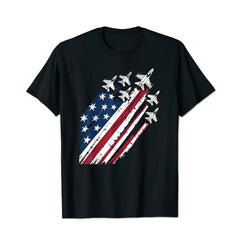 4th of July Jet American Flag Patriotic USA 2 Men T Shirts Big and Tall Men Shirts Plus Size Short Sleeve Fashion Casual T Shirt Graphic Tee Shirts Tshirts - BigTallGuys