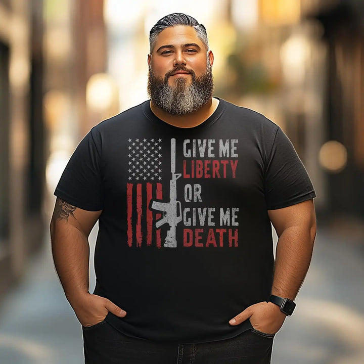 American Eagle Give Me Liberty Or Give Me Death 4th Of July Men T Shirts Big and Tall Men Shirts Plus Size Short Sleeve Fashion Casual T Shirt Graphic Tee Shirts Tshirts