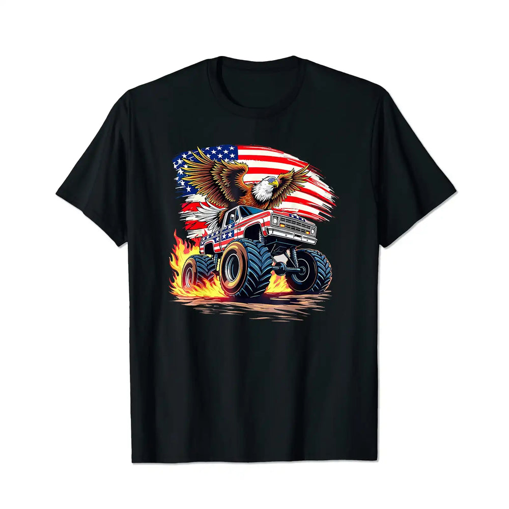 Eagle Monster Truck 4th of July Patriotic Men T Shirts Big and Tall Men Shirts Plus Size Short Sleeve Fashion Casual T Shirt Graphic Tee Shirts Tshirts - BigTallGuys