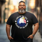 USA Eagle Land of the Free Because of the Brave Men T Shirts Big and Tall Men Shirts Plus Size Short Sleeve Fashion Casual T Shirt Graphic Tee Shirts Tshirts - BigTallGuys