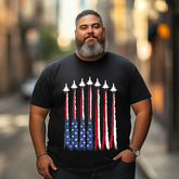 Patriotic Red White Blue USA Flag Fighter Jets 4th of July 2 Men T Shirts Big and Tall Men Shirts Plus Size Short Sleeve Fashion Casual T Shirt Graphic Tee Shirts Tshirts - BigTallGuys
