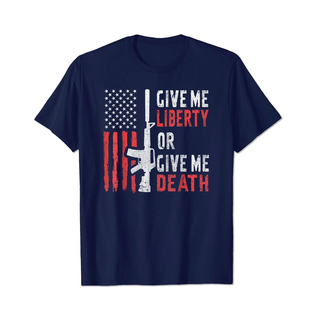 American Eagle Give Me Liberty Or Give Me Death 4th Of July Men T Shirts Big and Tall Men Shirts Plus Size Short Sleeve Fashion Casual T Shirt Graphic Tee Shirts Tshirts - BigTallGuys