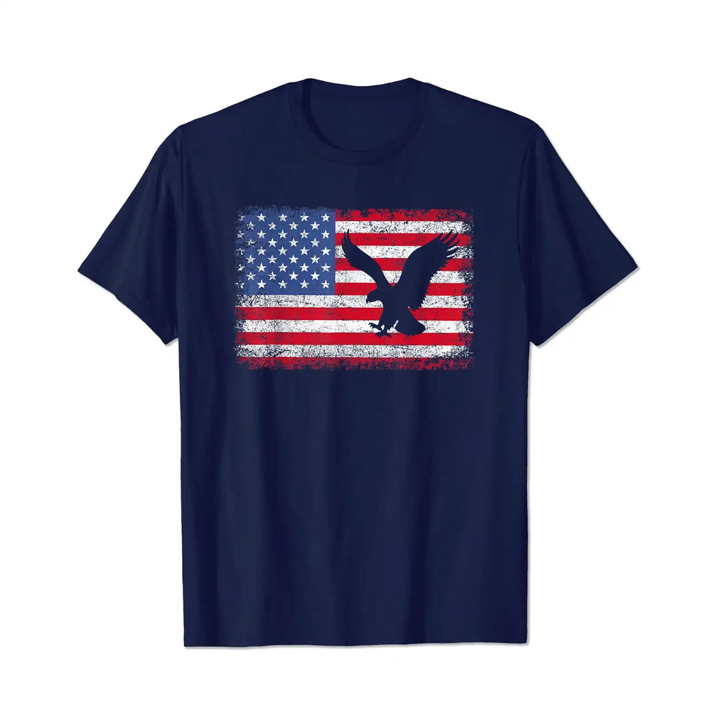 Patriotic Eagle 4th Of July USA American Flag Men T Shirts Big and Tall Men Shirts Plus Size Short Sleeve Fashion Casual T Shirt Graphic Tee Shirts Tshirts - BigTallGuys