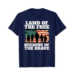 Land of the Free Because of the Brave Patriotic USA Men T Shirts Big and Tall Men Shirts Plus Size Short Sleeve Fashion Casual T Shirt Graphic Tee Shirts Tshirts - BigTallGuys