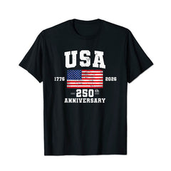 USA 1776 2026 America 250th Anniversary Men Cotton Tee Patriotic Shirt - BigTallGuys