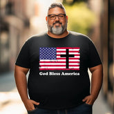 God Bless America Patriotic Flag with Cross Men T Shirts Big and Tall Men Shirts Plus Size Short Sleeve Fashion Casual T Shirt Graphic Tee Shirts Tshirts - BigTallGuys