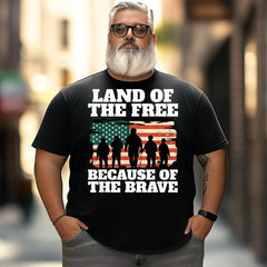 Land of the Free Because of the Brave Patriotic USA Men T Shirts Big and Tall Men Shirts Plus Size Short Sleeve Fashion Casual T Shirt Graphic Tee Shirts Tshirts - BigTallGuys