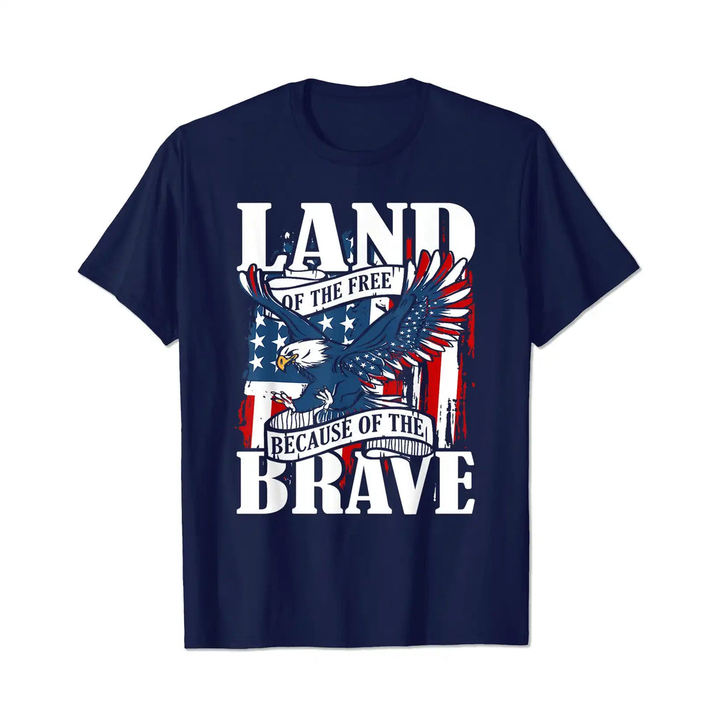 US Flag America Eagle Land of the Free Because of the Brave Men T Shirts Big and Tall Men Shirts Plus Size Short Sleeve Fashion Casual T Shirt Graphic Tee Shirts Tshirts - BigTallGuys