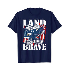 US Flag America Eagle Land of the Free Because of the Brave Men T Shirts Big and Tall Men Shirts Plus Size Short Sleeve Fashion Casual T Shirt Graphic Tee Shirts Tshirts - BigTallGuys