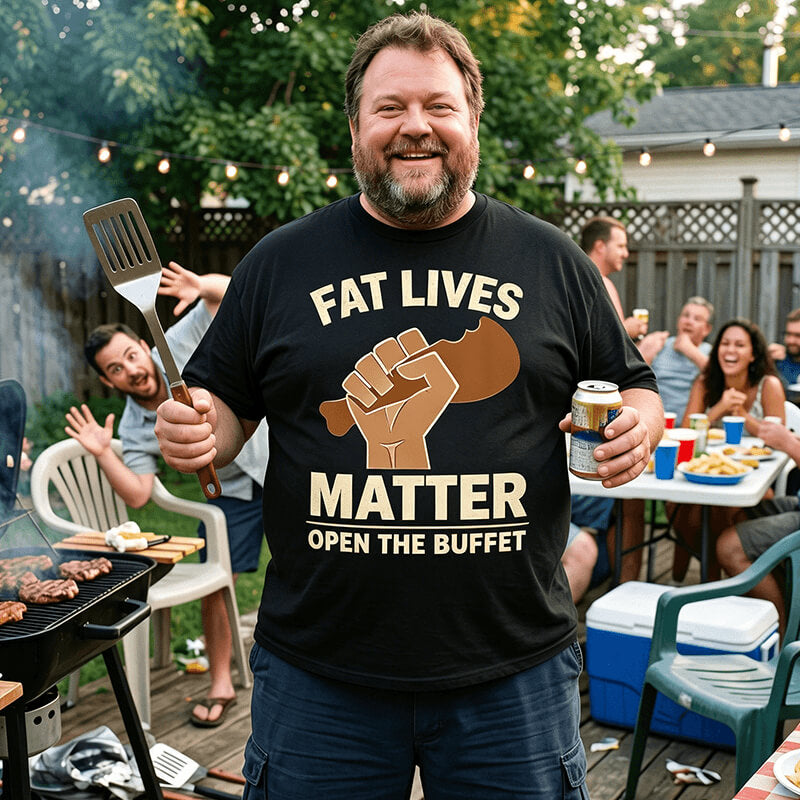 Fat Lives Matter Open The Buffet Men T Shirts - BigTallGuys