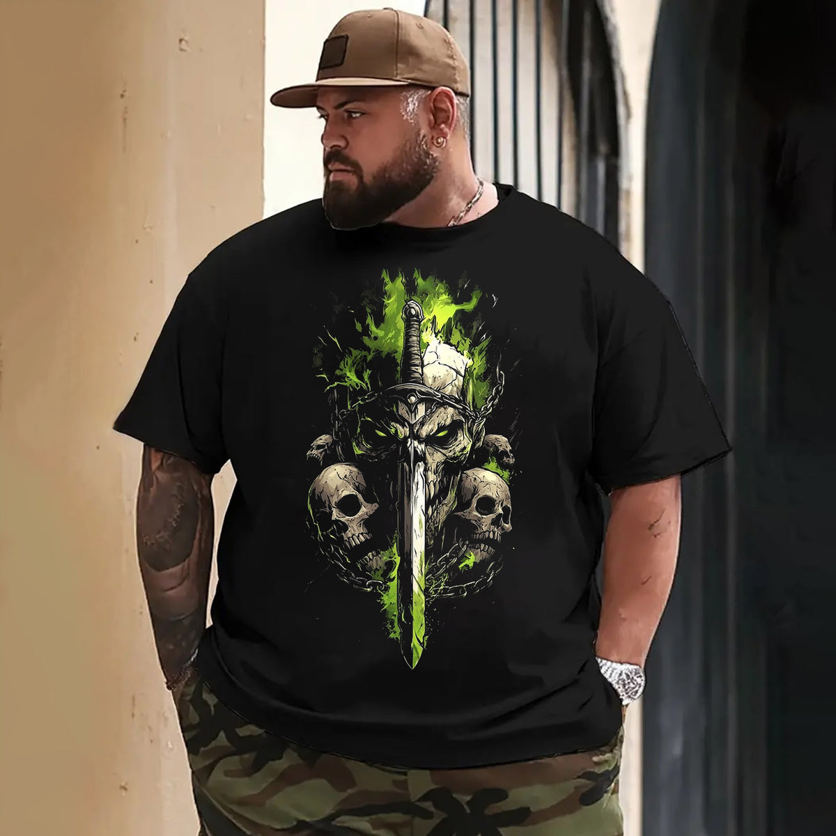 Skull Skeleton T0 5DLS 003 Men T Shirts Big and Tall Men Shirts Plus Size Short Sleeve Fashion Casual T Shirt Graphic Tee Shirts Tshirts