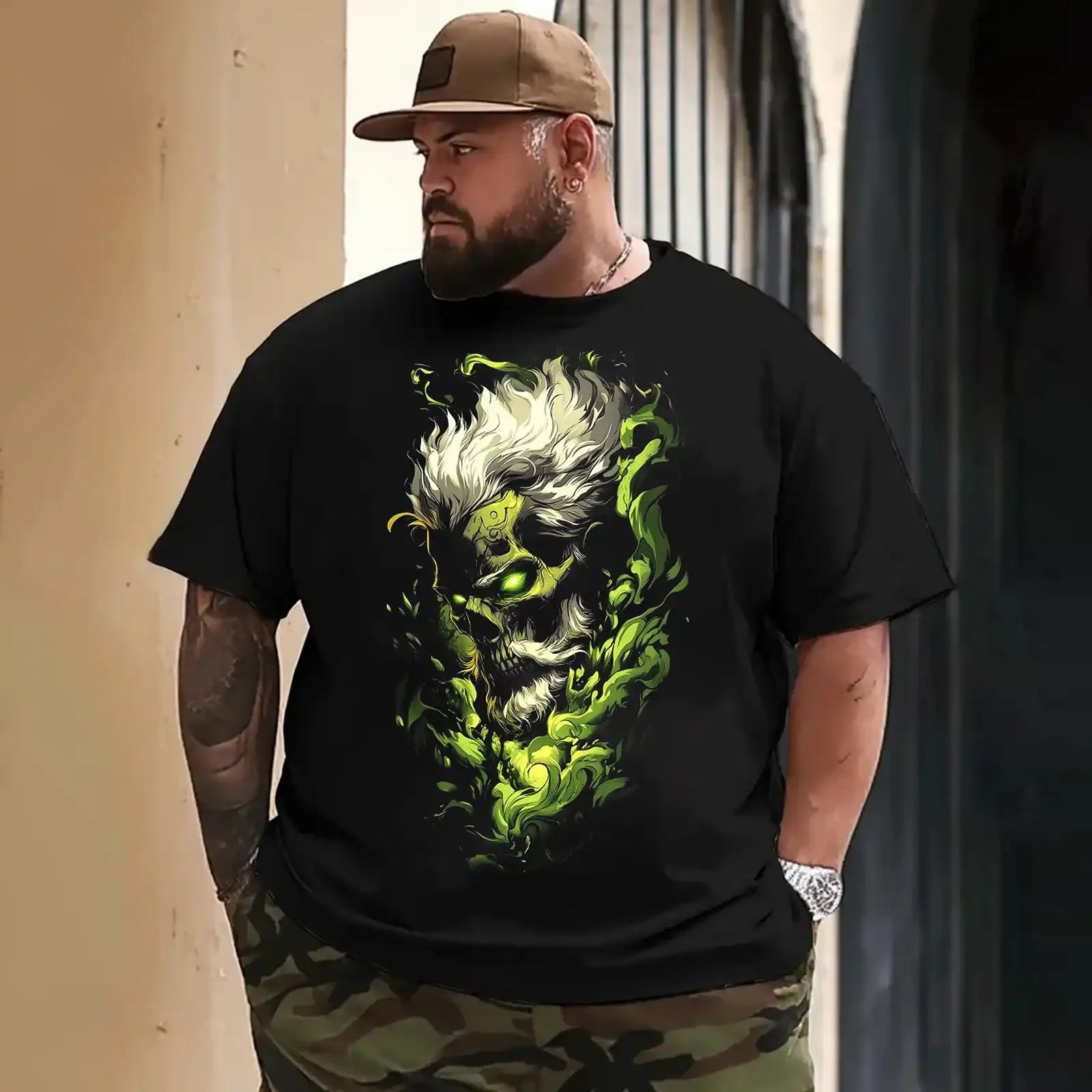 Skull Skeleton T0 5DLS 004 Men T Shirts Big and Tall Men Shirts Plus Size Short Sleeve Fashion Casual T Shirt Graphic Tee Shirts Tshirts - BigTallGuys