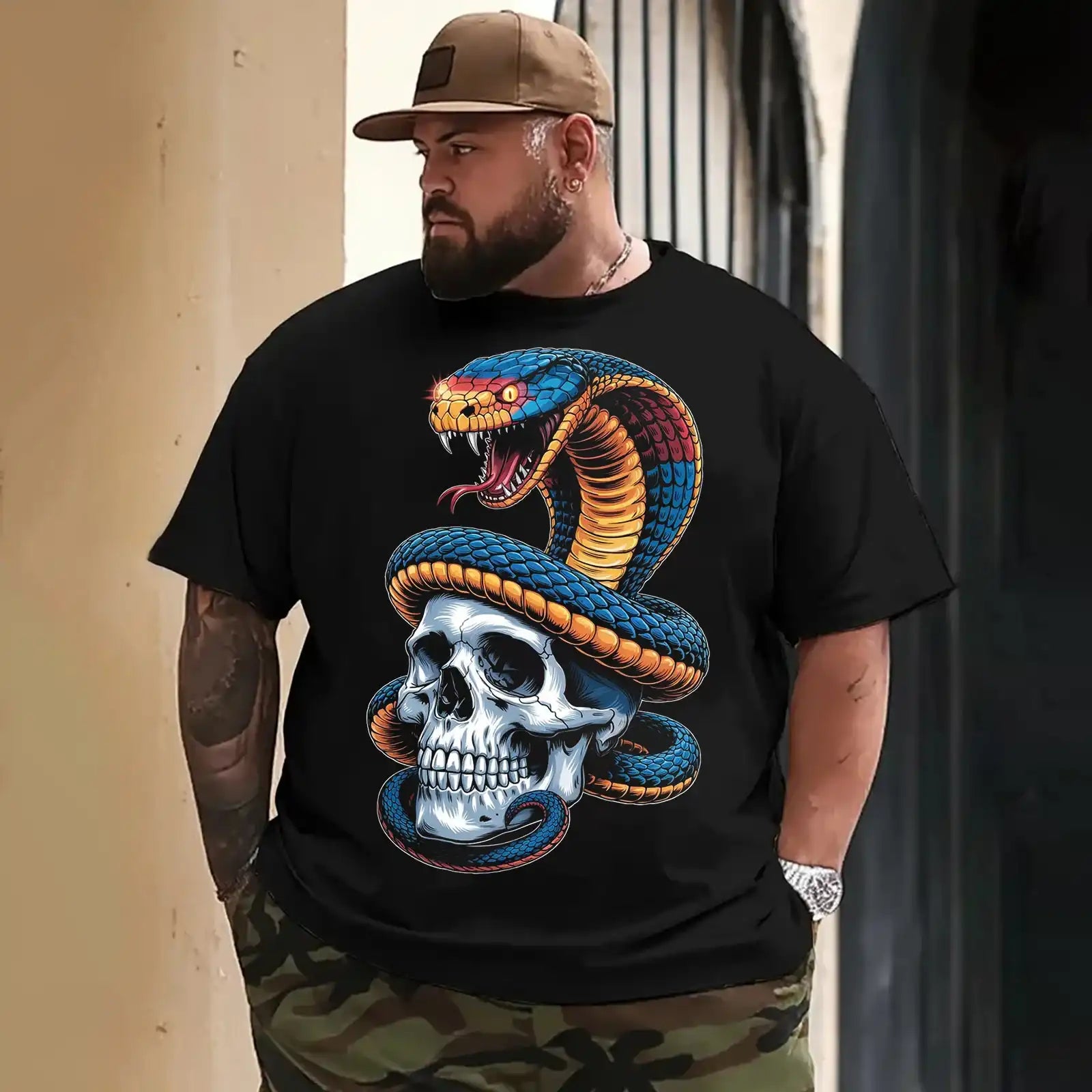 Skull Skeleton T0 5DLS 010 Men T Shirts Big and Tall Men Shirts Plus Size Short Sleeve Fashion Casual T Shirt Graphic Tee Shirts Tshirts - BigTallGuys