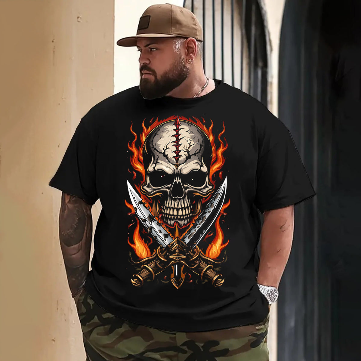 Skull Skeleton T0 5DLS 007 Men T Shirts Big and Tall Men Shirts Plus Size Short Sleeve Fashion Casual T Shirt Graphic Tee Shirts Tshirts