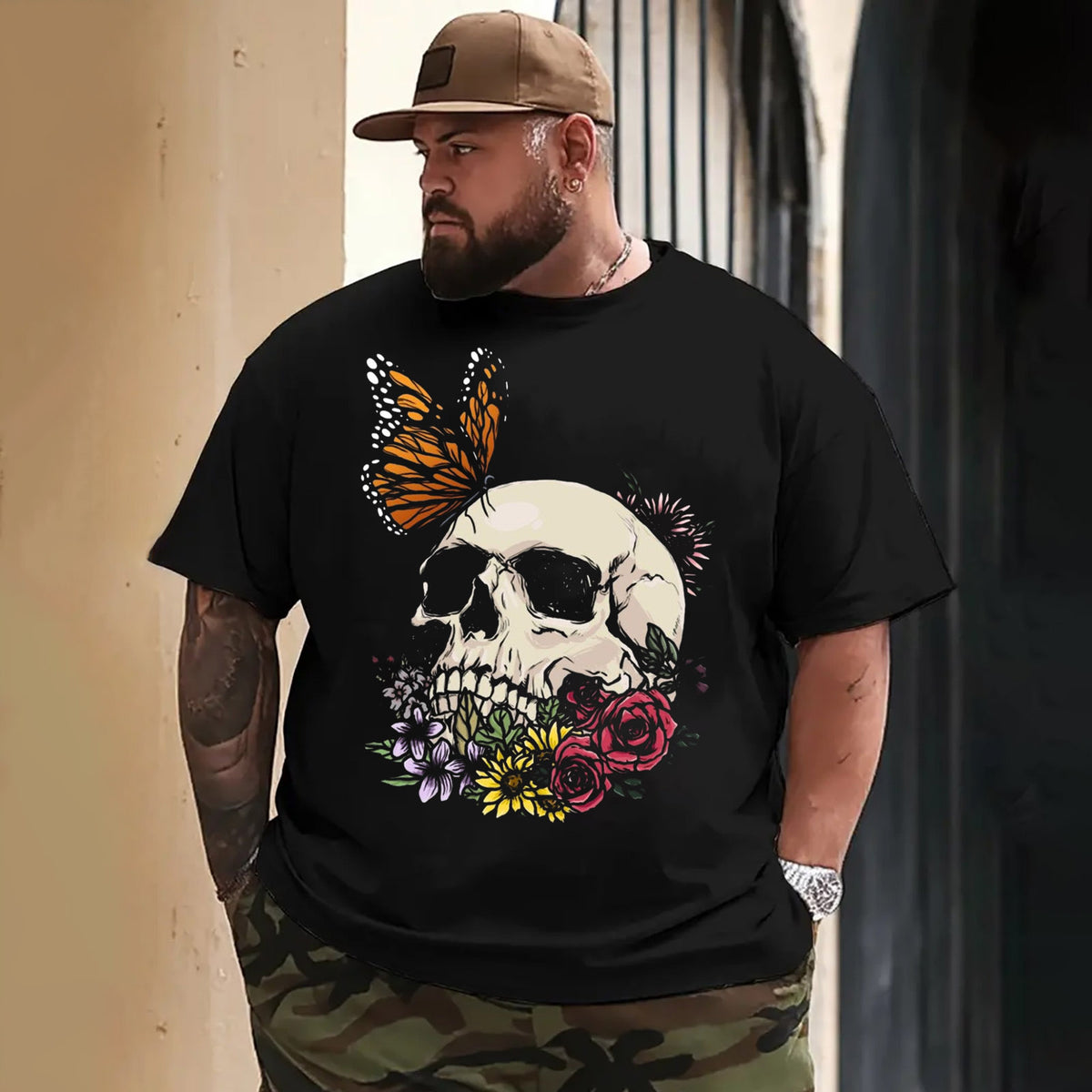 Skull Skeleton T0 5DLS 012 Men T Shirts Big and Tall Men Shirts Plus Size Short Sleeve Fashion Casual T Shirt Graphic Tee Shirts Tshirts